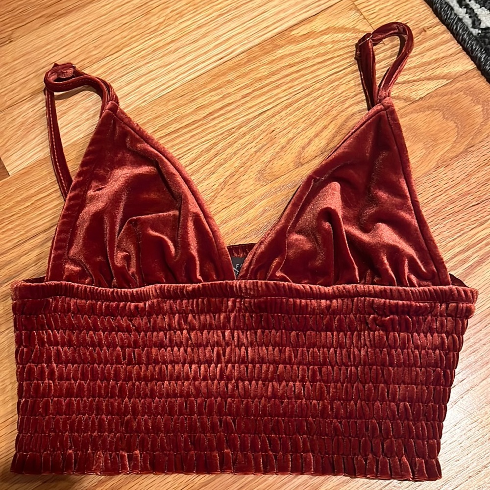 Red Velvet Crop Top with Adjustable Straps
